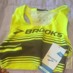 Brooks Bright Yellow Sports Bra with Black Accents